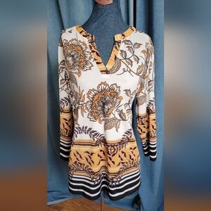 Dress Barn Floral Patterned Tunic Top Medium